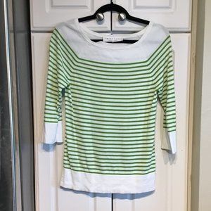 Trina Turk Green & White Striped Light Sweater